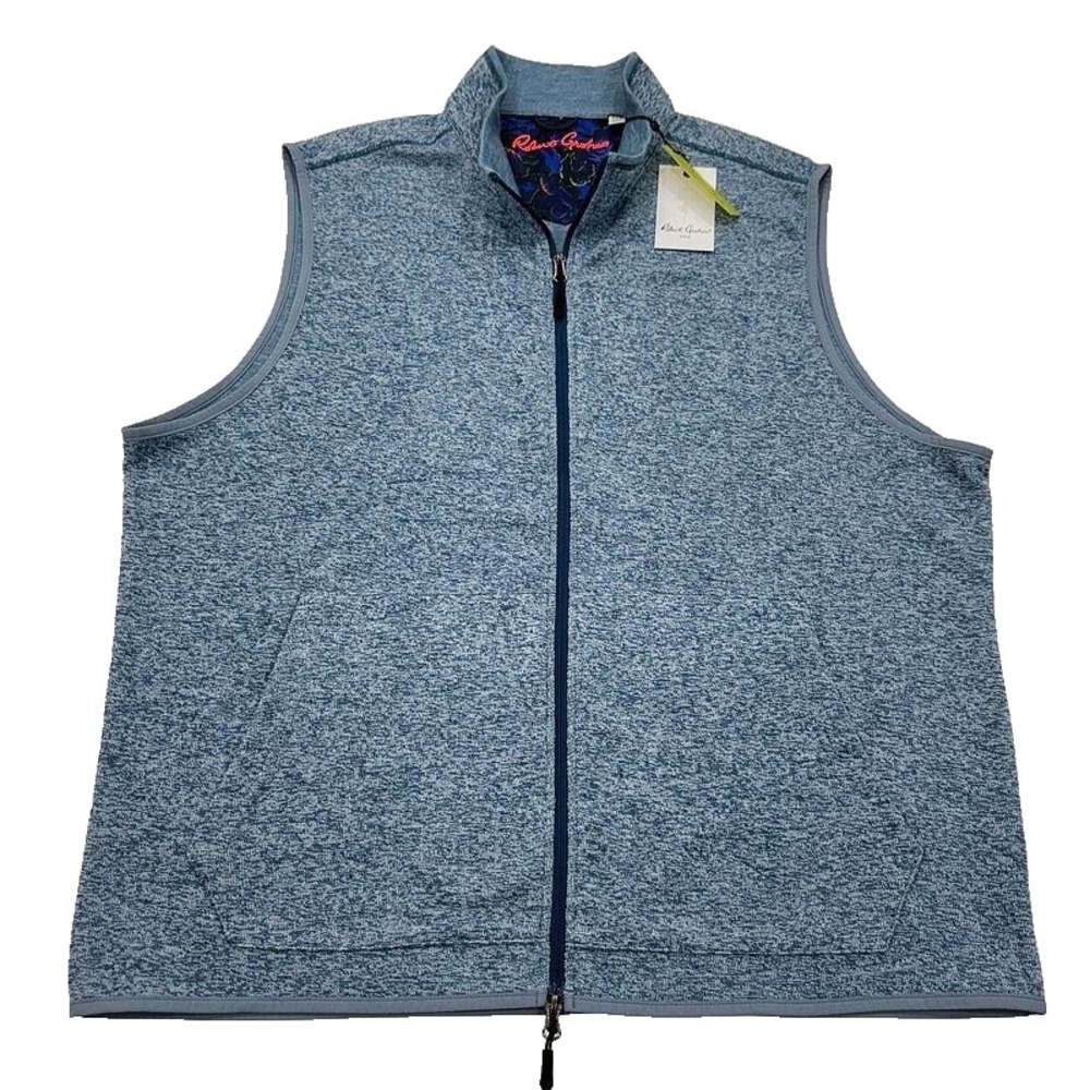 NWT Robert Graham Klose Zip Vest Sweater Jacket Pullover 3XL Blue Golf Mens $148